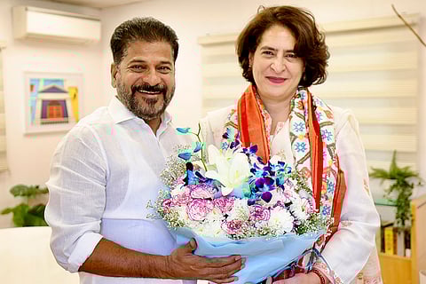 A Revanth Reddy meets Priyanka Gandhi Vadra